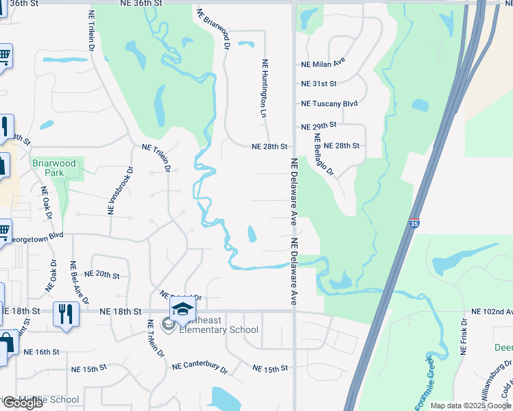 map of restaurants, bars, coffee shops, grocery stores, and more near 909 24th Court in Ankeny