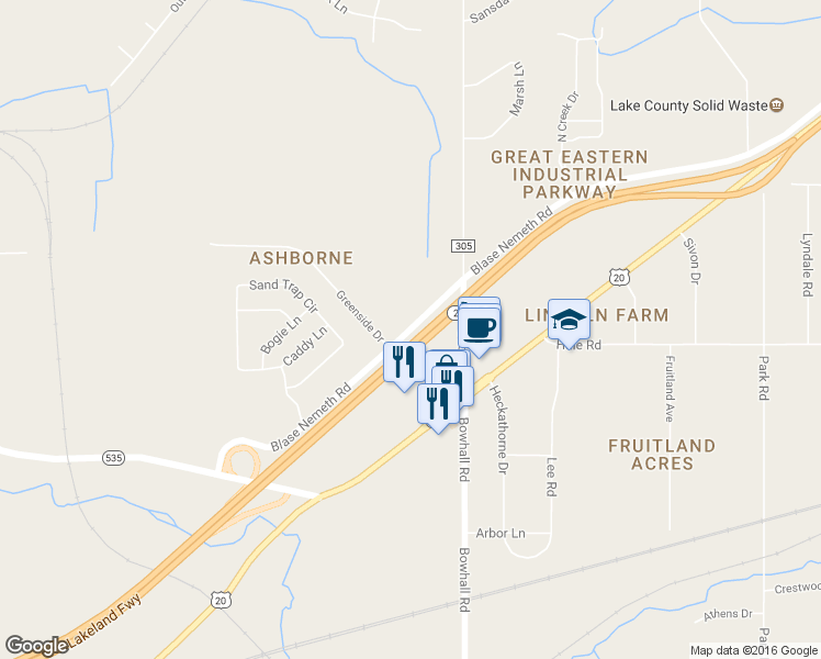 map of restaurants, bars, coffee shops, grocery stores, and more near 1747 Blase Nemeth Road in Painesville