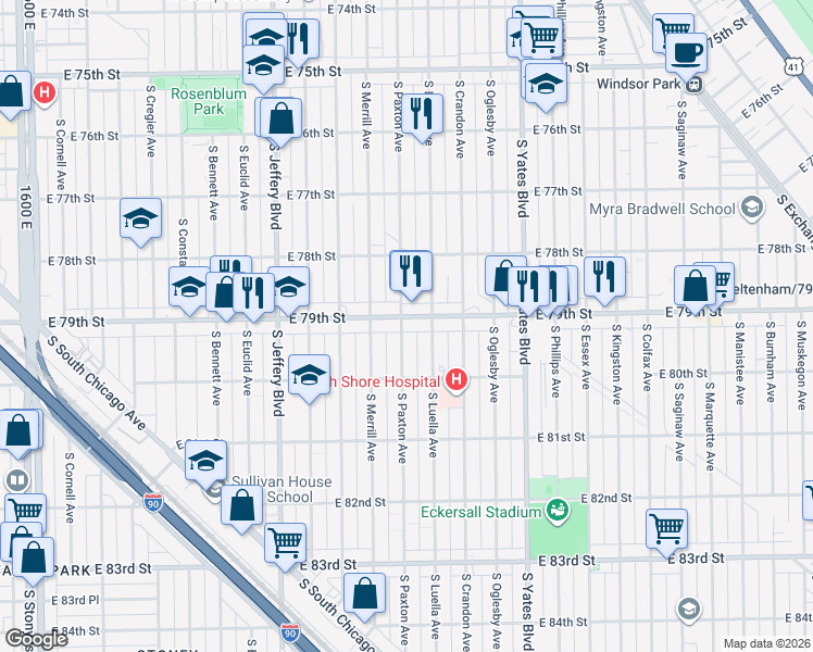 map of restaurants, bars, coffee shops, grocery stores, and more near in Chicago