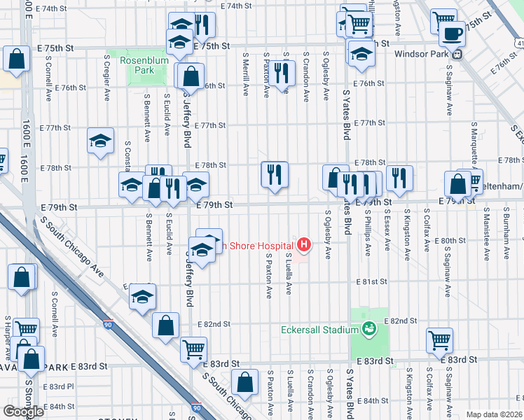 map of restaurants, bars, coffee shops, grocery stores, and more near in Chicago