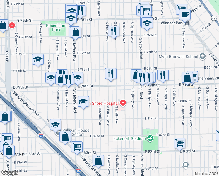 map of restaurants, bars, coffee shops, grocery stores, and more near in Chicago