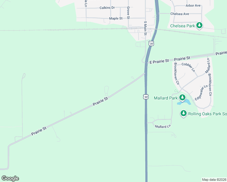 map of restaurants, bars, coffee shops, grocery stores, and more near 195 West Prairie Street in Sugar Grove