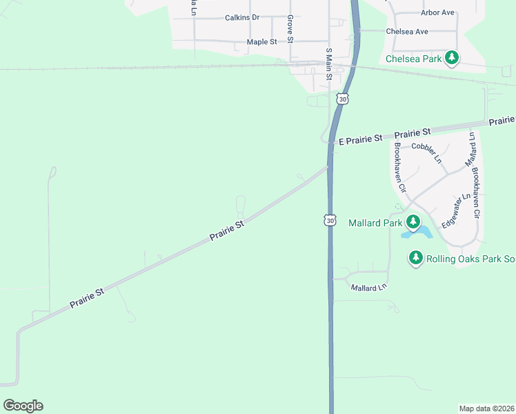 map of restaurants, bars, coffee shops, grocery stores, and more near 195 West Prairie Street in Sugar Grove