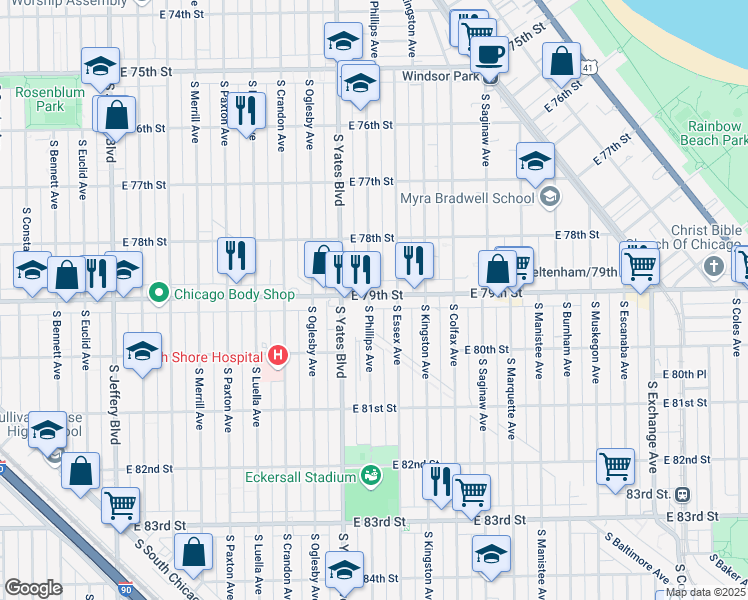 map of restaurants, bars, coffee shops, grocery stores, and more near in Chicago