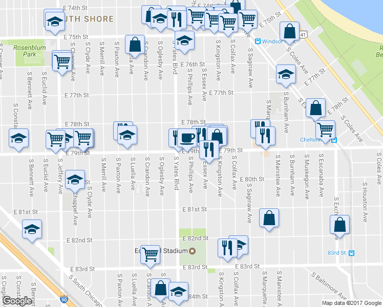 map of restaurants, bars, coffee shops, grocery stores, and more near in Chicago