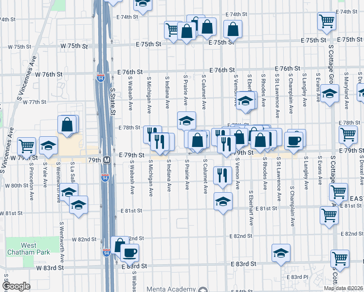 map of restaurants, bars, coffee shops, grocery stores, and more near in Chicago
