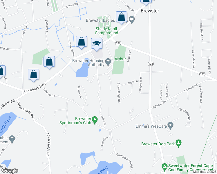 map of restaurants, bars, coffee shops, grocery stores, and more near 141 Brewster Road in Brewster
