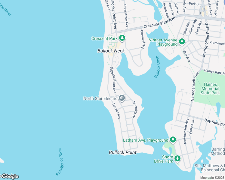 map of restaurants, bars, coffee shops, grocery stores, and more near 945 Bullocks Point Avenue in East Providence