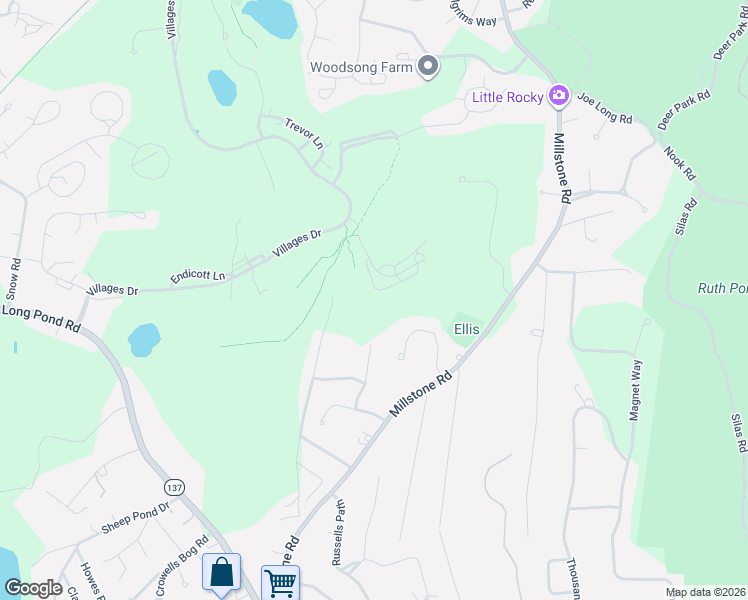 map of restaurants, bars, coffee shops, grocery stores, and more near 122 Eaton Lane in Brewster