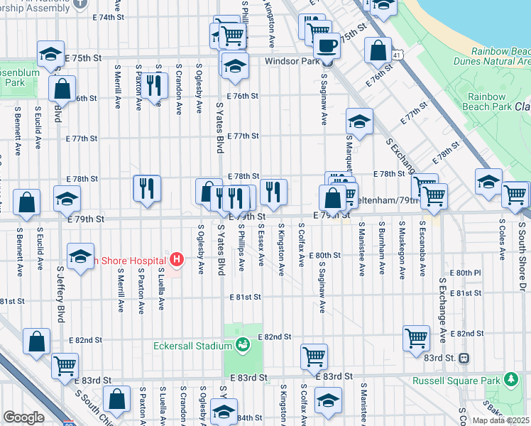 map of restaurants, bars, coffee shops, grocery stores, and more near in Chicago