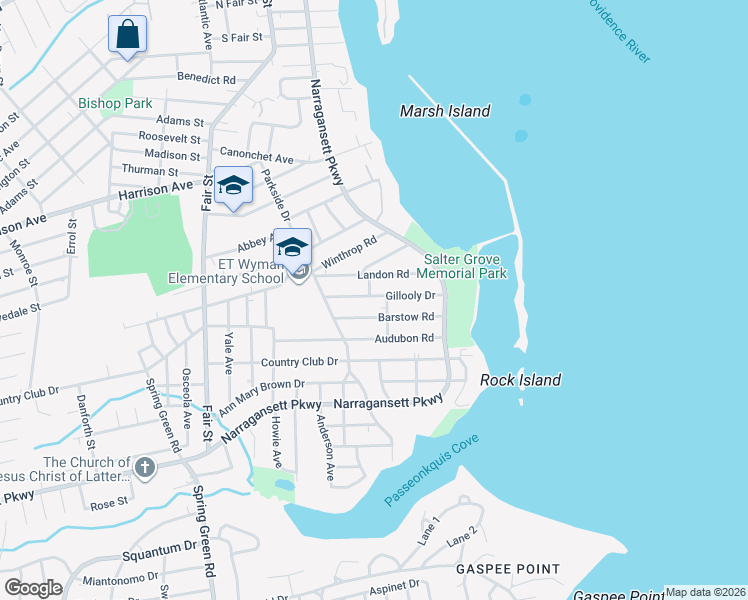 map of restaurants, bars, coffee shops, grocery stores, and more near 75 Gillooly Drive in Warwick