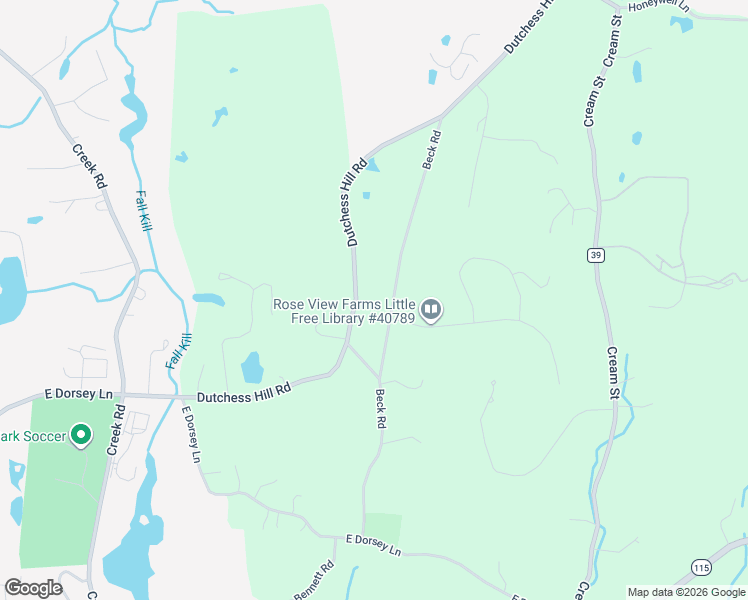 map of restaurants, bars, coffee shops, grocery stores, and more near 44 County Road 40 in Poughkeepsie