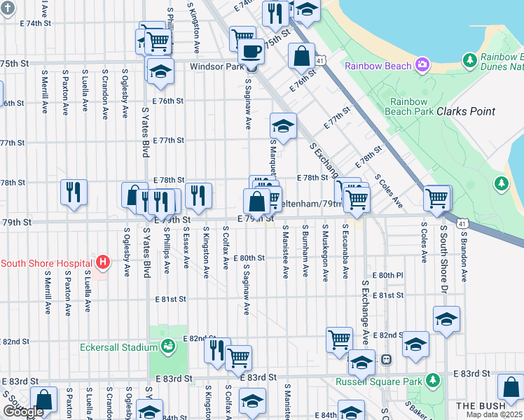 map of restaurants, bars, coffee shops, grocery stores, and more near in Chicago