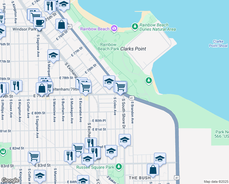 map of restaurants, bars, coffee shops, grocery stores, and more near in Chicago