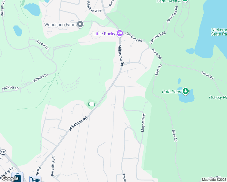 map of restaurants, bars, coffee shops, grocery stores, and more near 779 Millstone Road in Brewster