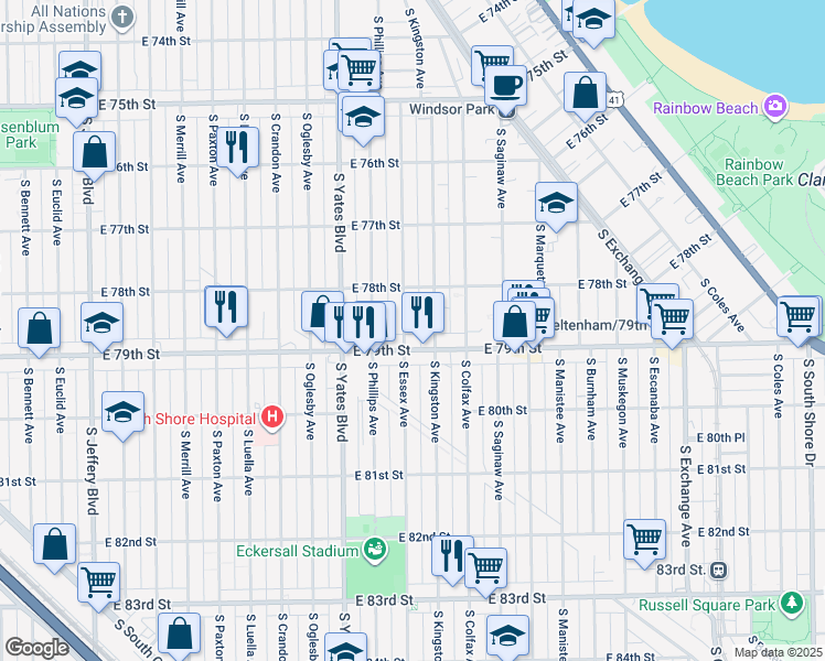 map of restaurants, bars, coffee shops, grocery stores, and more near in Chicago