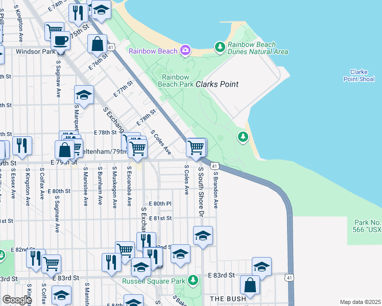 map of restaurants, bars, coffee shops, grocery stores, and more near in Chicago