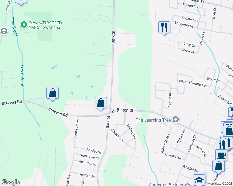 map of restaurants, bars, coffee shops, grocery stores, and more near 455 Bark Street in Swansea