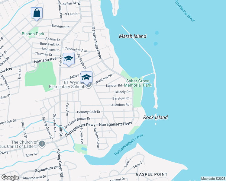 map of restaurants, bars, coffee shops, grocery stores, and more near 75 Gillooly Drive in Warwick