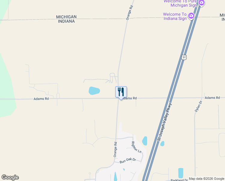 map of restaurants, bars, coffee shops, grocery stores, and more near 50998 Orange Road in Niles