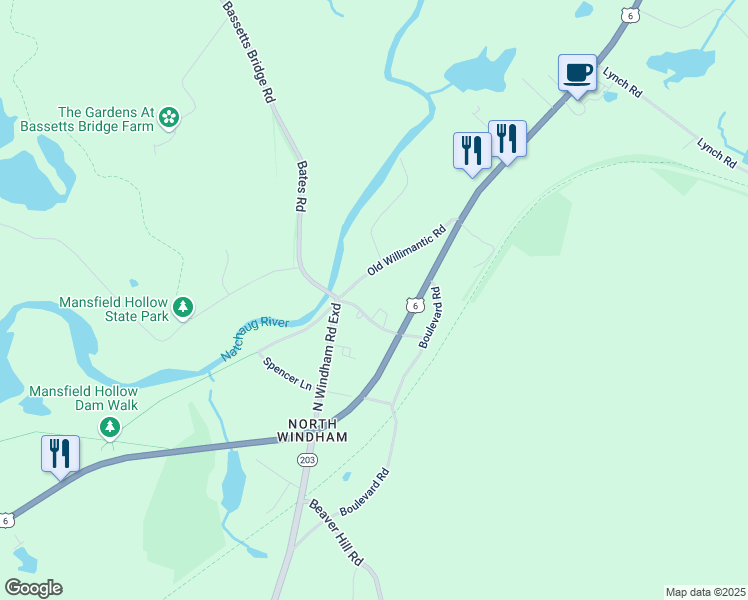 map of restaurants, bars, coffee shops, grocery stores, and more near 14 Station Road in Windham
