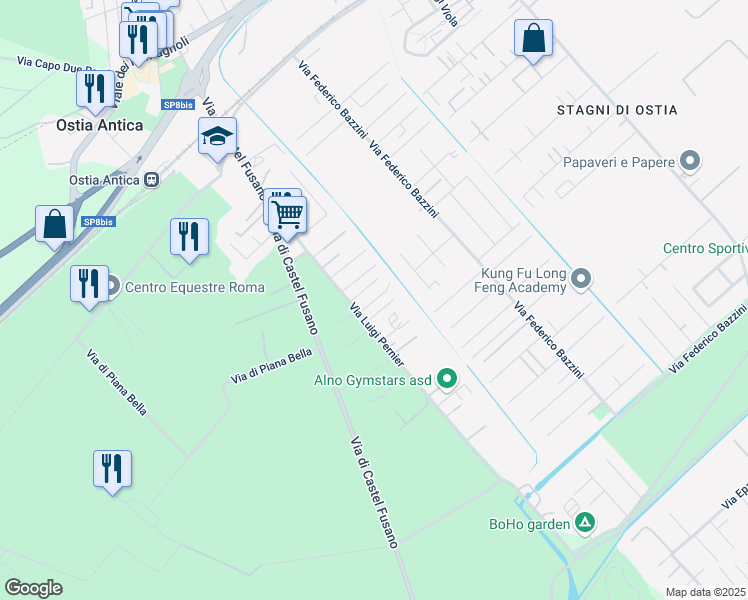map of restaurants, bars, coffee shops, grocery stores, and more near 20 Via Antonio Rivautella in Municipio Roma X