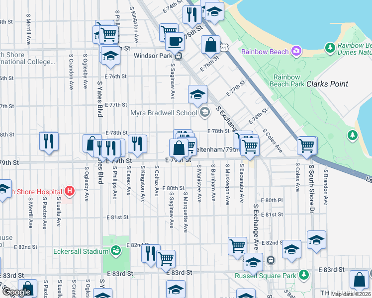 map of restaurants, bars, coffee shops, grocery stores, and more near in Chicago
