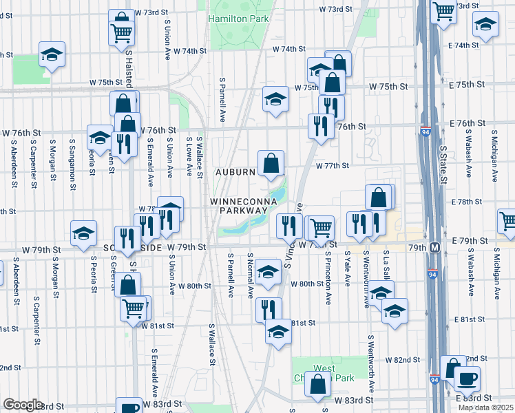 map of restaurants, bars, coffee shops, grocery stores, and more near 476 West Winneconna Parkway in Chicago
