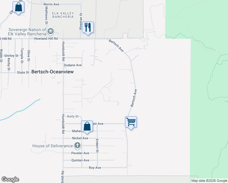 map of restaurants, bars, coffee shops, grocery stores, and more near 220 Bonnie Lane in Crescent City