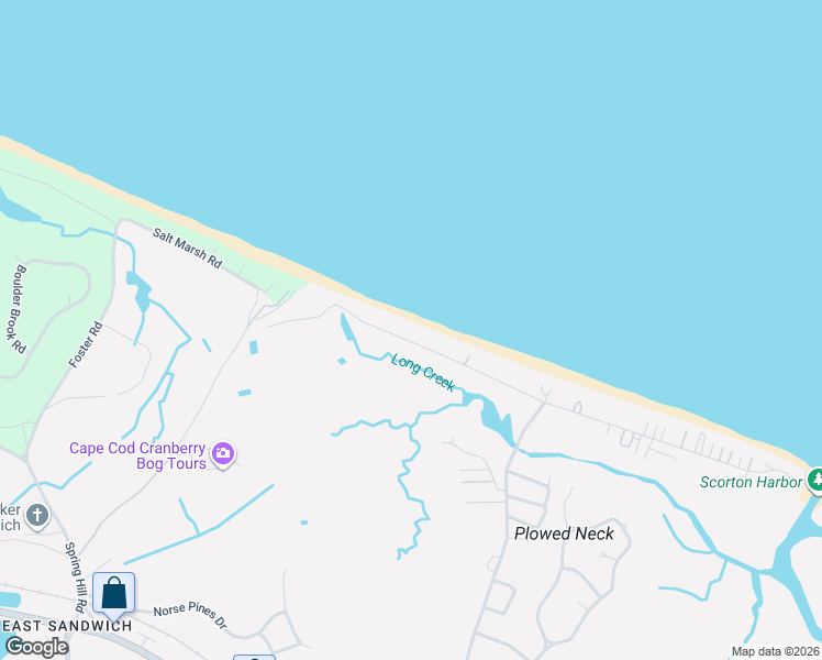 map of restaurants, bars, coffee shops, grocery stores, and more near 72 North Shore Boulevard in Sandwich