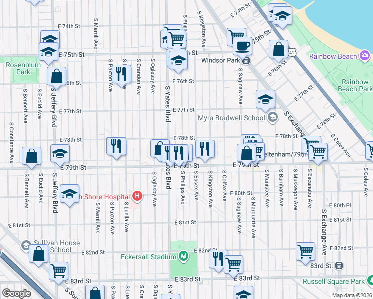 map of restaurants, bars, coffee shops, grocery stores, and more near in Chicago