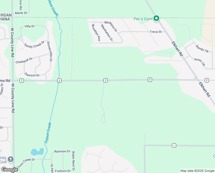 map of restaurants, bars, coffee shops, grocery stores, and more near 30252 County Road 2 in Granger