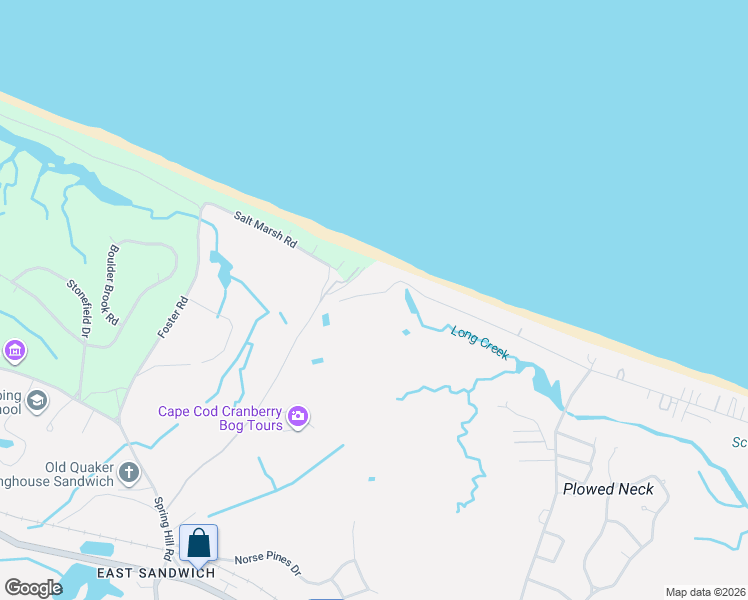 map of restaurants, bars, coffee shops, grocery stores, and more near 32 North Shore Boulevard Extension in Sandwich