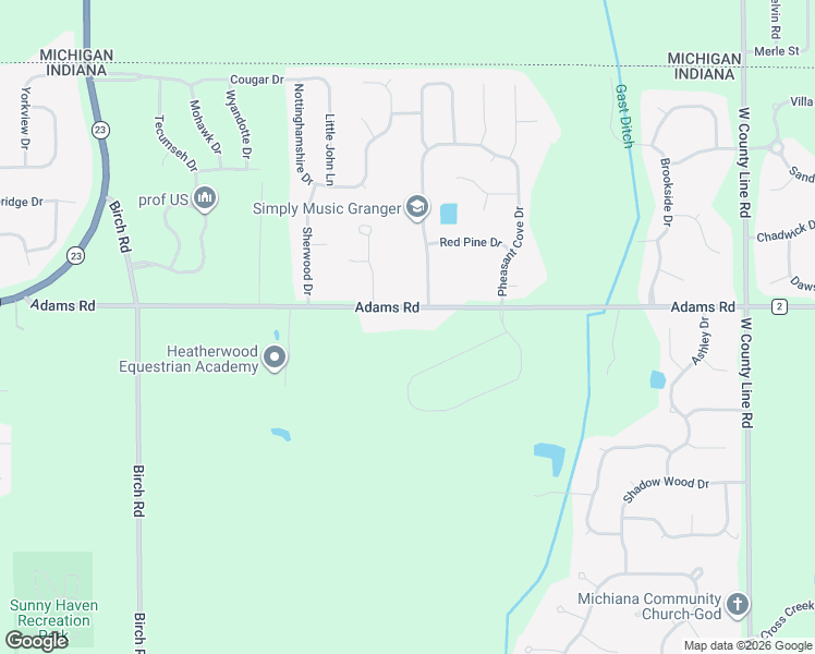 map of restaurants, bars, coffee shops, grocery stores, and more near 10646 Adams Road in Granger
