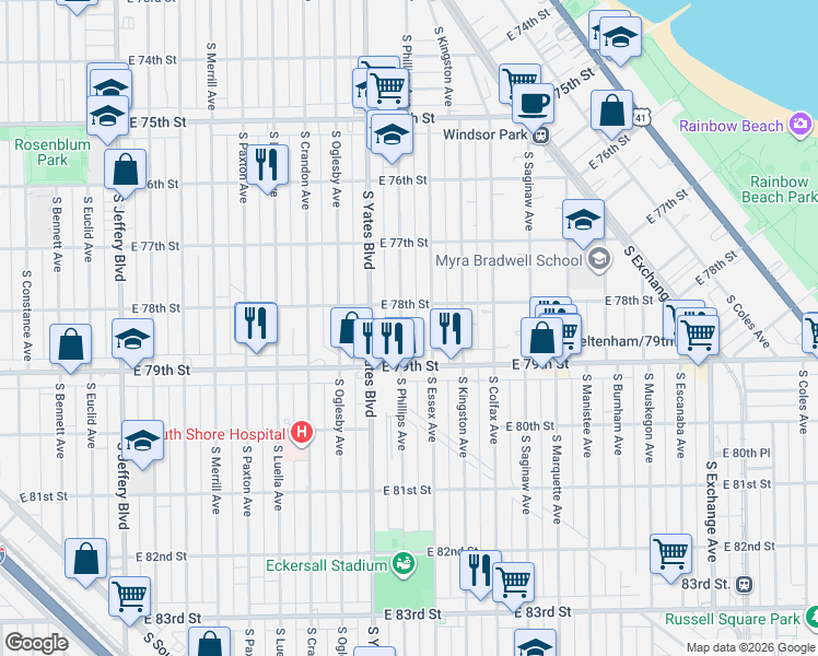 map of restaurants, bars, coffee shops, grocery stores, and more near in Chicago