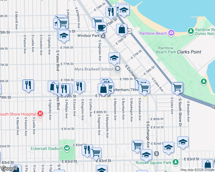 map of restaurants, bars, coffee shops, grocery stores, and more near in Chicago