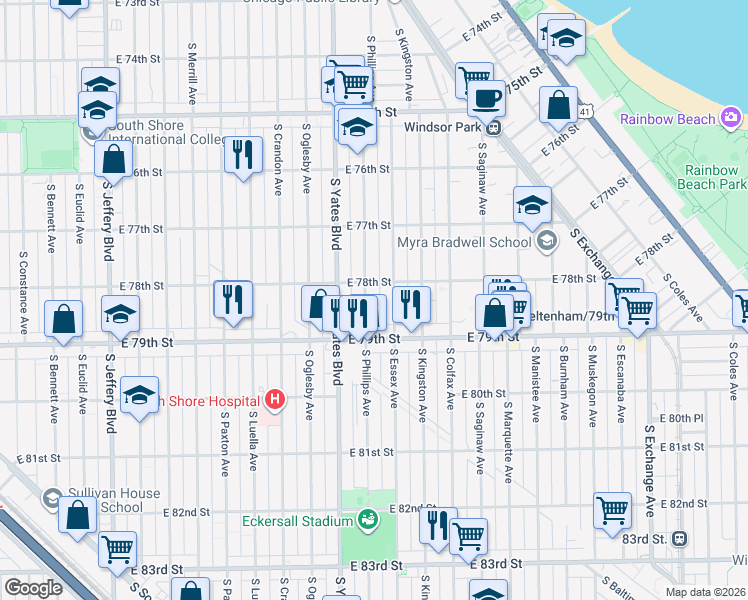 map of restaurants, bars, coffee shops, grocery stores, and more near in Chicago