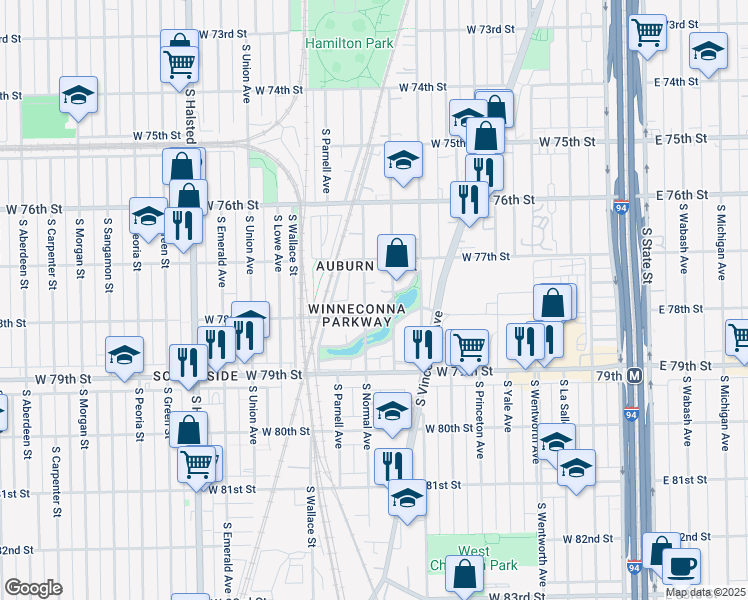 map of restaurants, bars, coffee shops, grocery stores, and more near 476 West Winneconna Parkway in Chicago