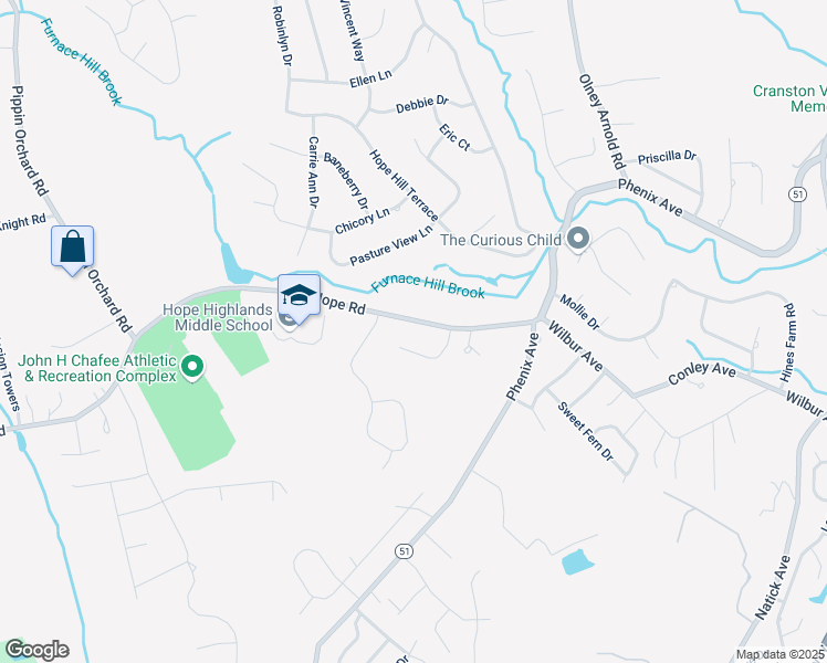 map of restaurants, bars, coffee shops, grocery stores, and more near 36 Country View Drive in Cranston