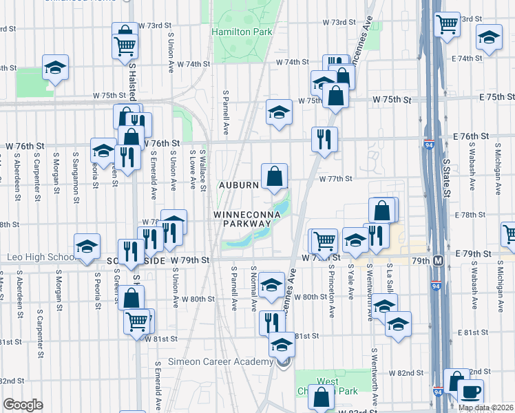 map of restaurants, bars, coffee shops, grocery stores, and more near 476 West Winneconna Parkway in Chicago