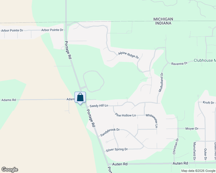 map of restaurants, bars, coffee shops, grocery stores, and more near 22161 Sandy Hill Lane in South Bend