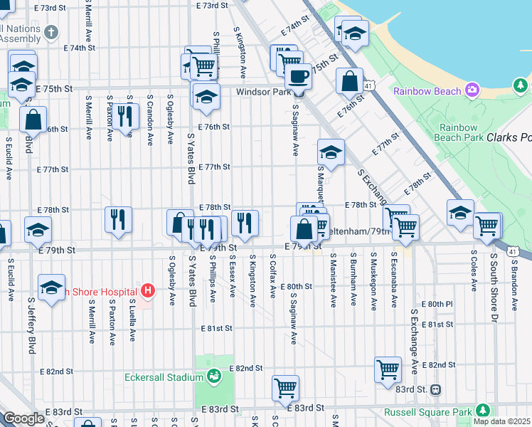 map of restaurants, bars, coffee shops, grocery stores, and more near in Chicago
