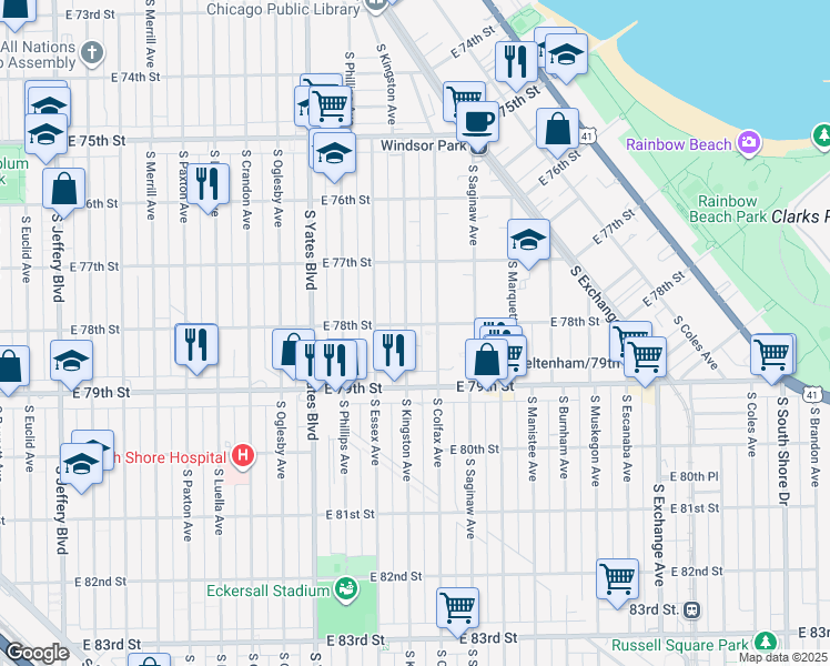 map of restaurants, bars, coffee shops, grocery stores, and more near in Chicago