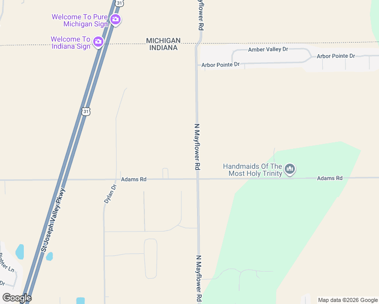 map of restaurants, bars, coffee shops, grocery stores, and more near 50990-50992 Mayflower Road in South Bend