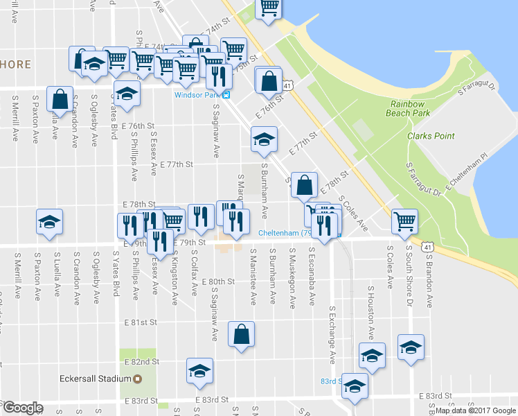 map of restaurants, bars, coffee shops, grocery stores, and more near in Chicago
