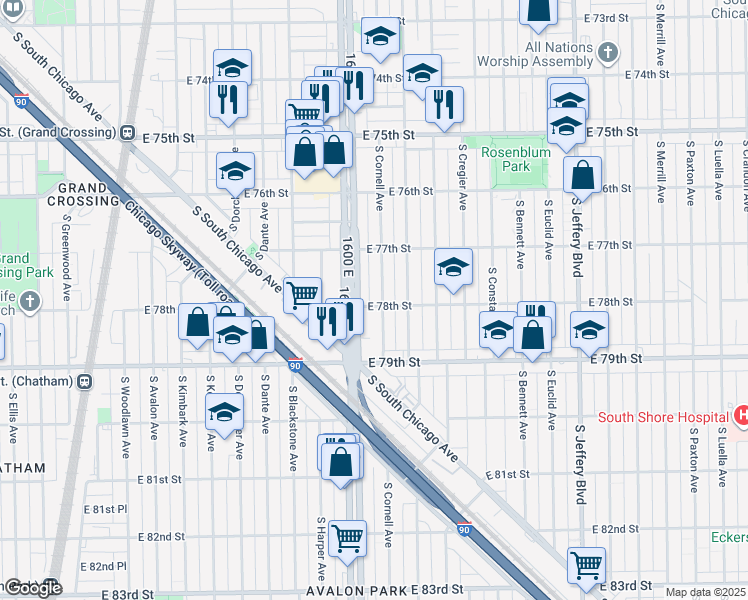 map of restaurants, bars, coffee shops, grocery stores, and more near in Chicago