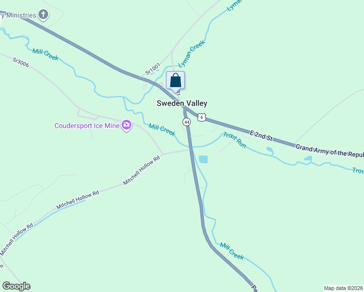 map of restaurants, bars, coffee shops, grocery stores, and more near 129 Cherry Springs Road in Coudersport