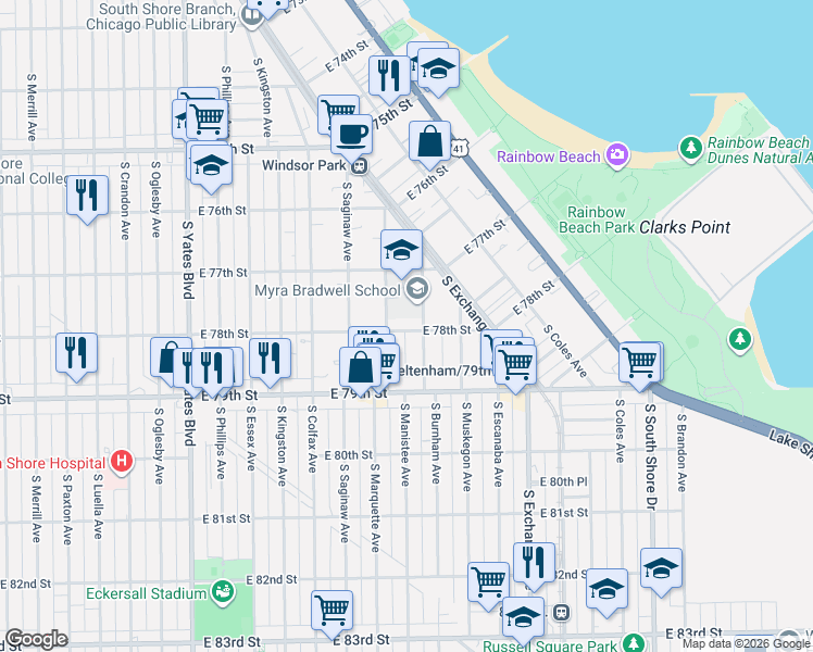 map of restaurants, bars, coffee shops, grocery stores, and more near in Chicago
