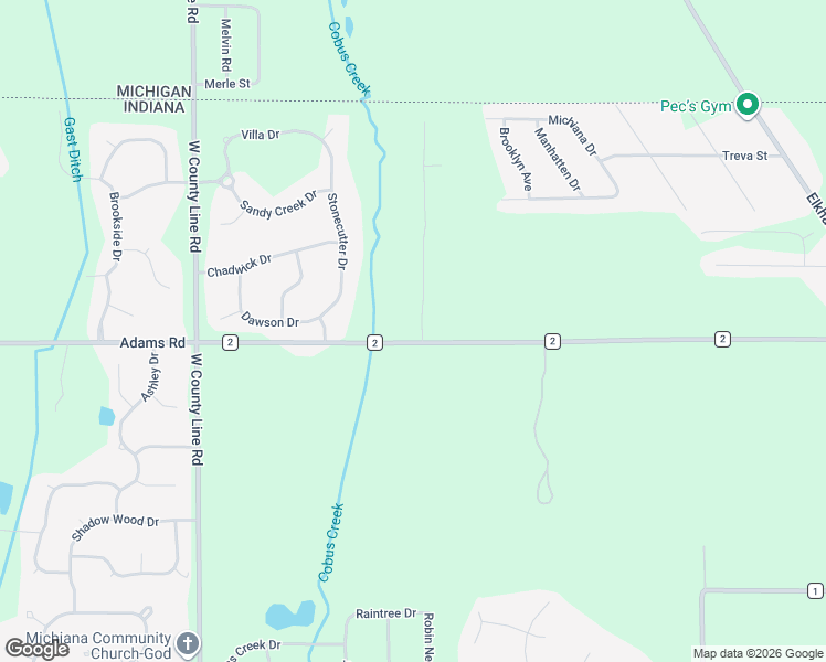 map of restaurants, bars, coffee shops, grocery stores, and more near 50958 Cobus Ridge Lane in Granger