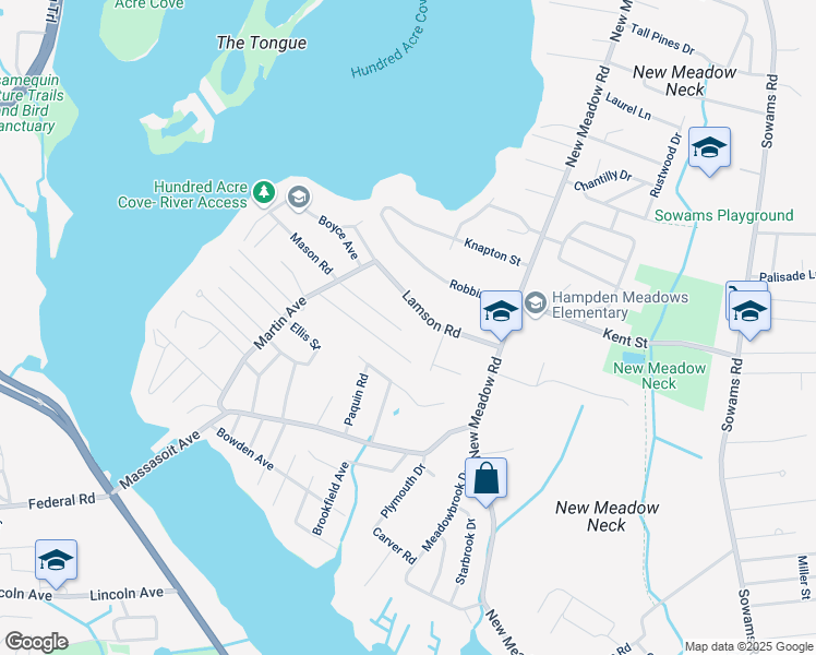 map of restaurants, bars, coffee shops, grocery stores, and more near 28 Stacy Street in Barrington